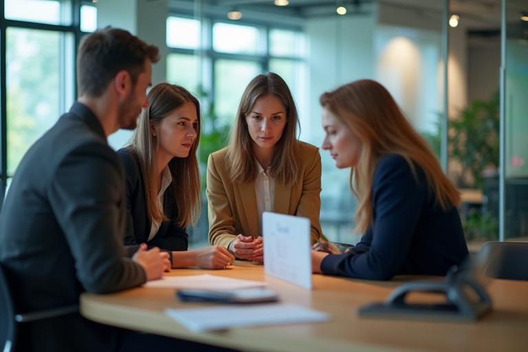 Digitale Wege Schweiz team collaborating in a modern office environment